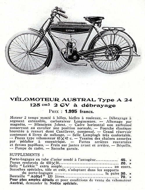 Publicité du vélomoteur Austral Type A24