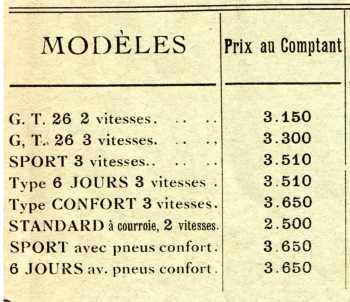 Extrait du catalogue de 1926