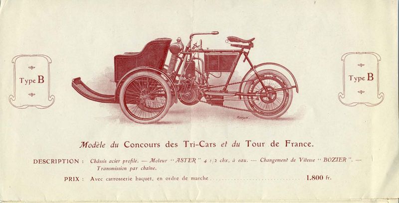 SCHWEITZER vainqueur de la course Tri-car le 10 septembre 1905